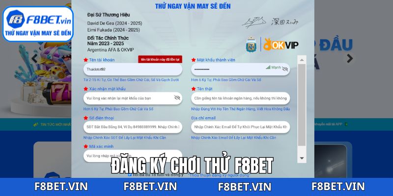 Đăng Ký Chơi Thử F8bet Siêu Dễ Dàng Dành Cho Tân Binh