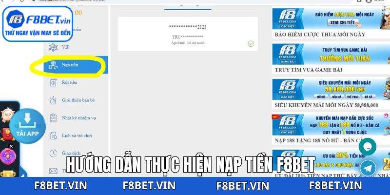 Hướng dẫn nạp tiền F8bet chỉ trong vòng ít phút 
