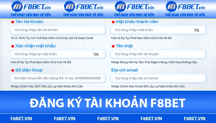 Hướng dẫn đăng ký tài khoản F8BET